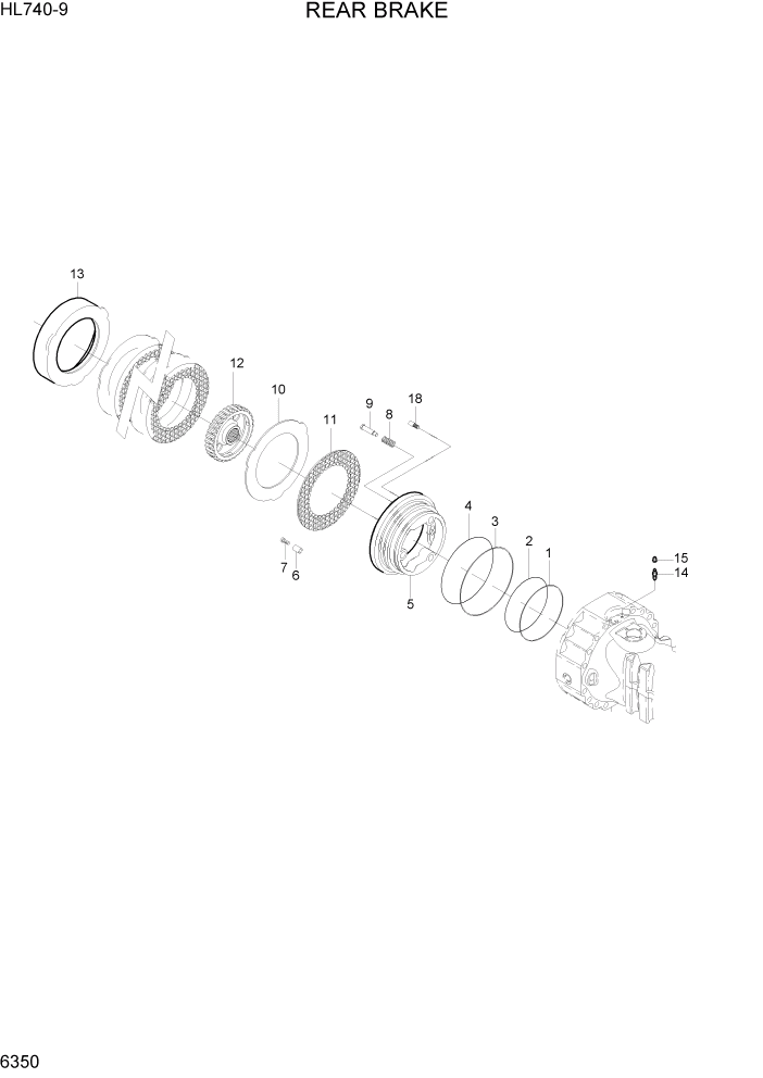 Схема запчастей Hyundai HL740-9 - PAGE 6350 REAR BRAKE СИЛОВАЯ СИСТЕМА