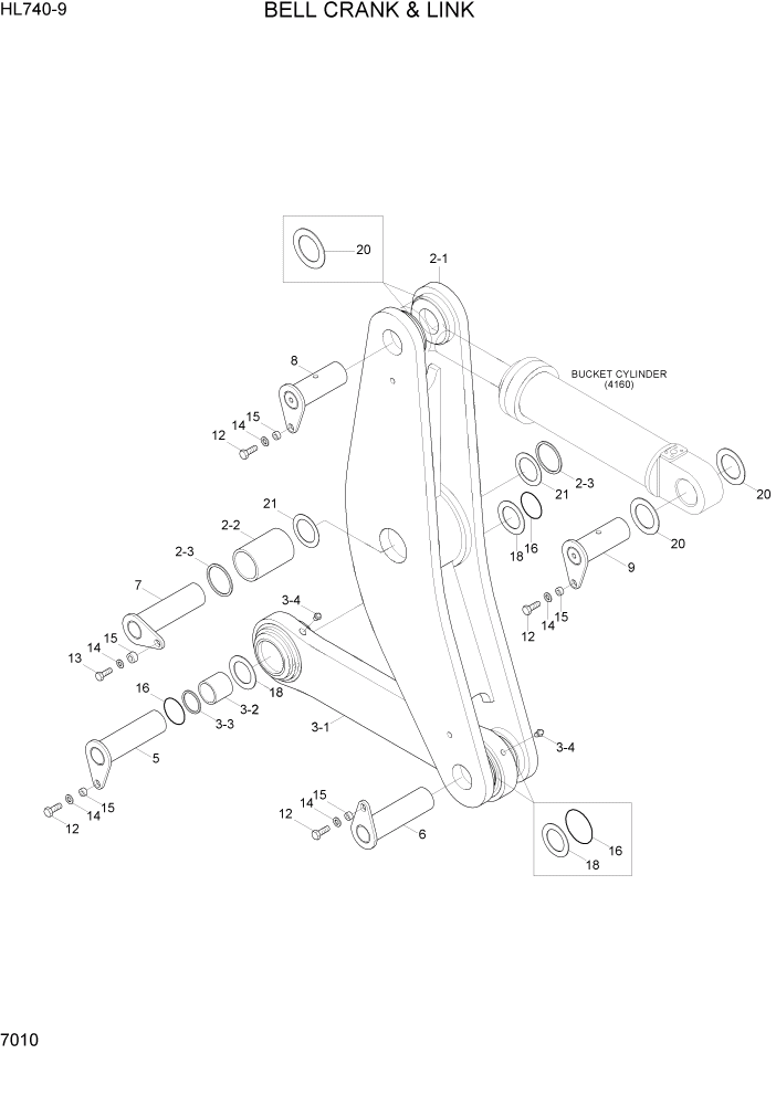 Схема запчастей Hyundai HL740-9 - PAGE 7010 BELL CRANK & LINK РАБОЧЕЕ ОБОРУДОВАНИЕ