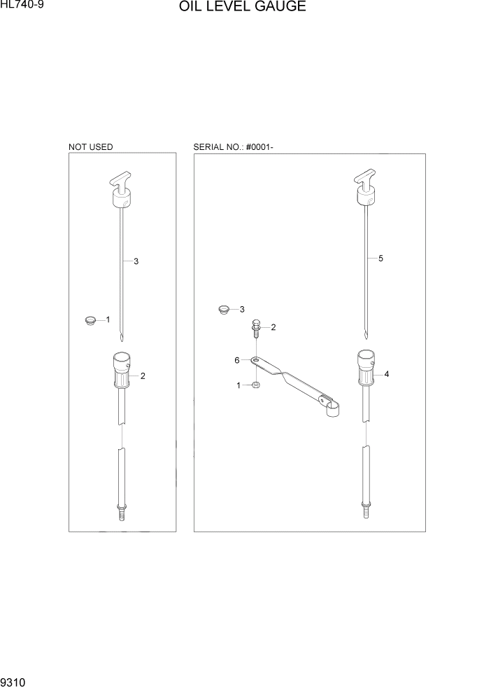 Схема запчастей Hyundai HL740-9 - PAGE 9310 OIL LEVEL GAUGE ДВИГАТЕЛЬ БАЗА
