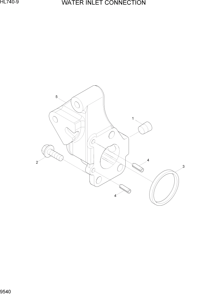 Схема запчастей Hyundai HL740-9 - PAGE 9540 WATER INLET CONNECTION ДВИГАТЕЛЬ БАЗА