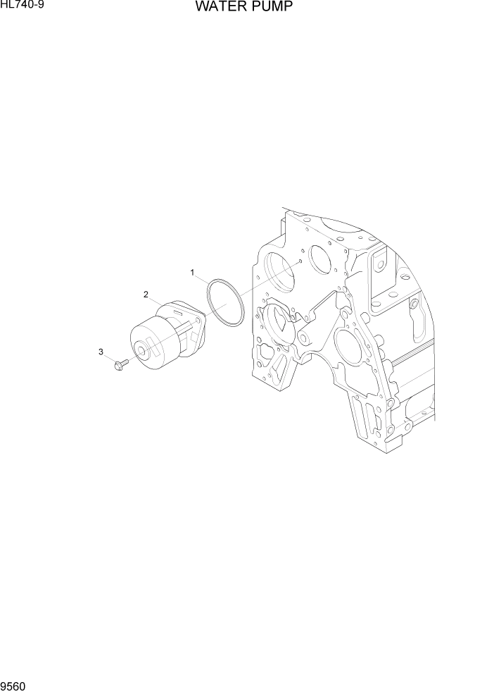 Схема запчастей Hyundai HL740-9 - PAGE 9560 WATER PUMP ДВИГАТЕЛЬ БАЗА