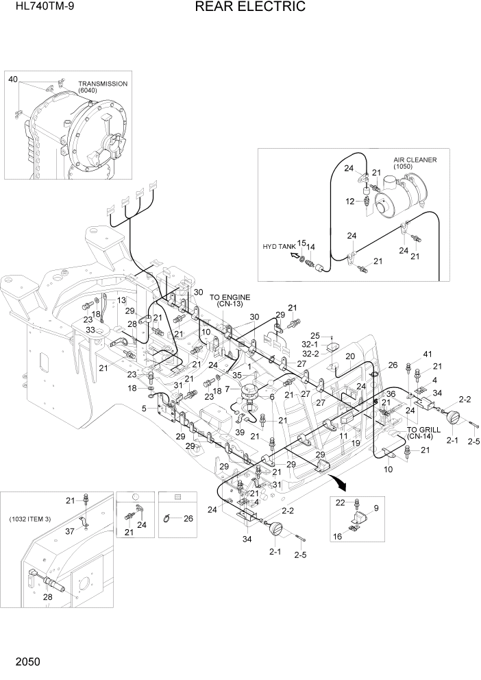 Схема запчастей Hyundai HL740TM-9 - PAGE 2050 REAR ELECTRIC ЭЛЕКТРИЧЕСКАЯ СИСТЕМА