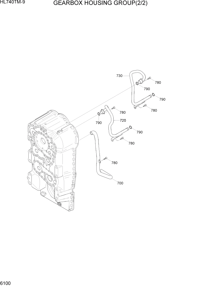 Схема запчастей Hyundai HL740TM-9 - PAGE 6100 GEARBOX HOUSING GROUP(2/2) СИЛОВАЯ СИСТЕМА