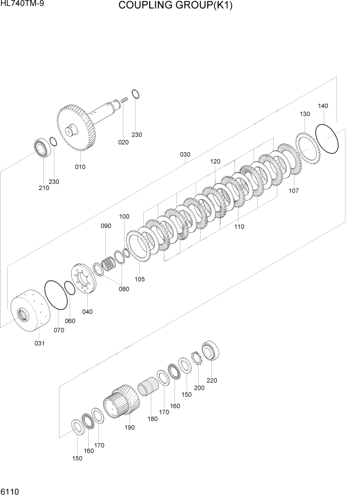 Схема запчастей Hyundai HL740TM-9 - PAGE 6110 COUPLING GROUP(K1) СИЛОВАЯ СИСТЕМА