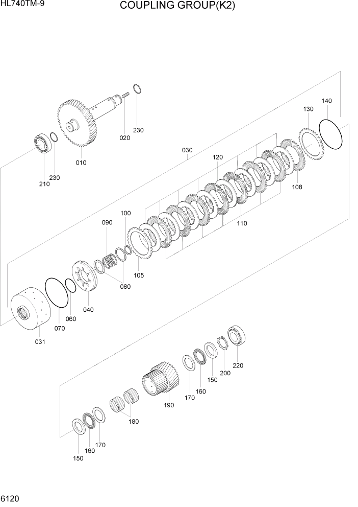 Схема запчастей Hyundai HL740TM-9 - PAGE 6120 COUPLING GROUP(K2) СИЛОВАЯ СИСТЕМА