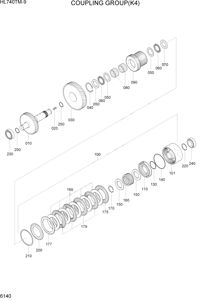 Схема запчастей Hyundai HL740TM-9 - PAGE 6140 COUPLING GROUP(K4) СИЛОВАЯ СИСТЕМА