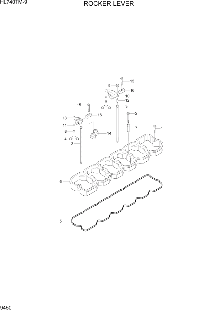 Схема запчастей Hyundai HL740TM-9 - PAGE 9450 ROCKER LEVER ДВИГАТЕЛЬ БАЗА