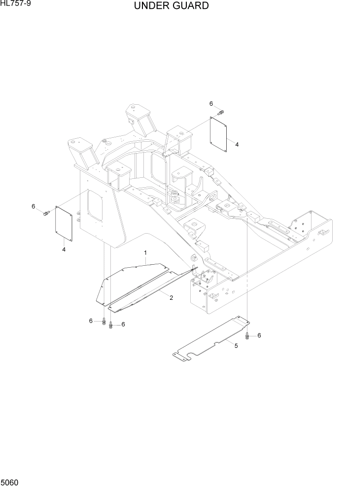 Схема запчастей Hyundai HL757-9 - PAGE 5060 UNDER GUARD СТРУКТУРА