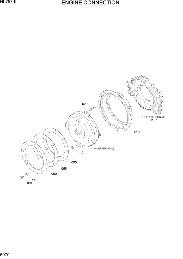 Схема запчастей Hyundai HL757-9 - PAGE 6070 ENGINE CONNECTION СИЛОВАЯ СИСТЕМА