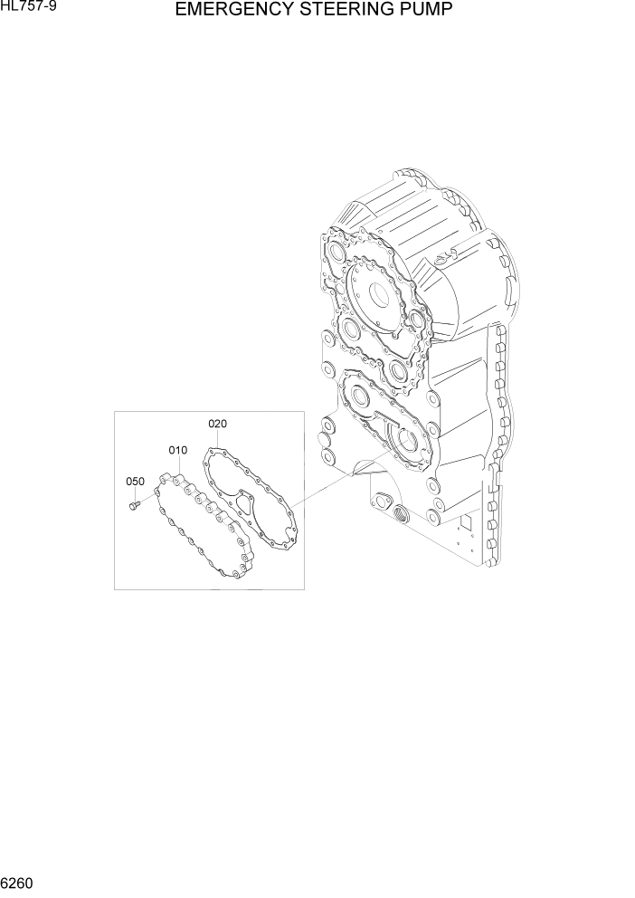 Схема запчастей Hyundai HL757-9 - PAGE 6260 EMERGENCY STEERING PUMP СИЛОВАЯ СИСТЕМА
