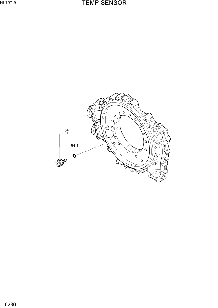 Схема запчастей Hyundai HL757-9 - PAGE 6280 TEMP SENSOR СИЛОВАЯ СИСТЕМА
