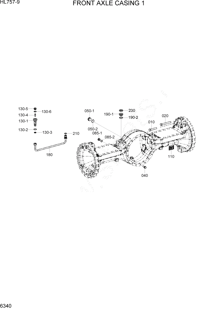 Схема запчастей Hyundai HL757-9 - PAGE 6340 FRONT AXLE CASING 1 СИЛОВАЯ СИСТЕМА