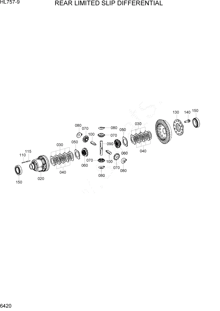 Схема запчастей Hyundai HL757-9 - PAGE 6420 REAR LIMITED SLIP DIFFERENTIAL СИЛОВАЯ СИСТЕМА