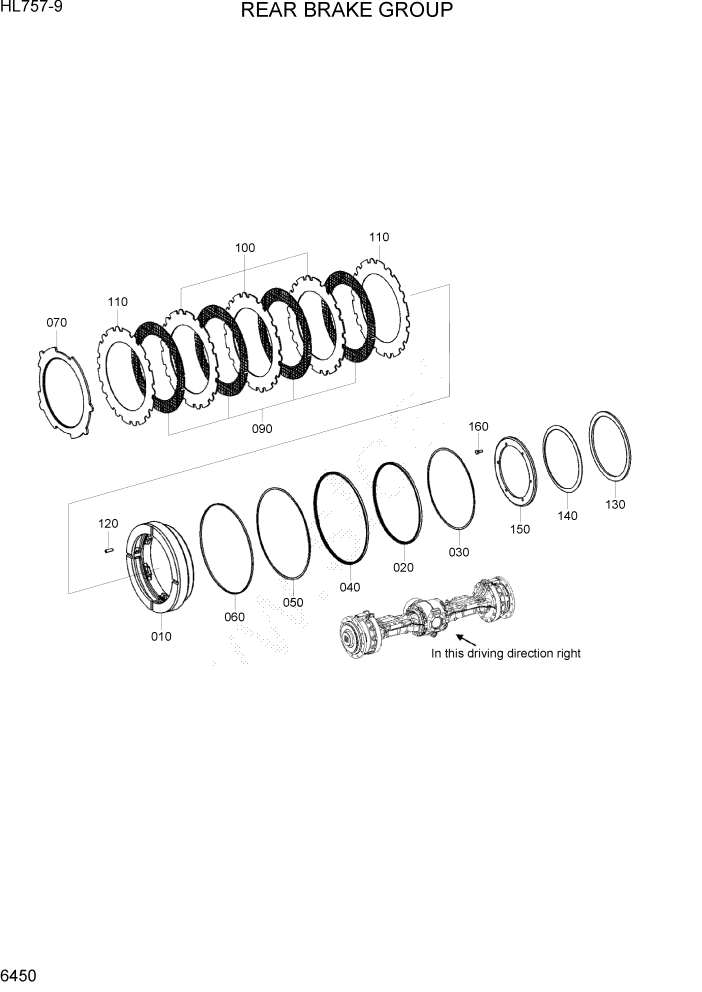 Схема запчастей Hyundai HL757-9 - PAGE 6450 REAR BRAKE GROUP СИЛОВАЯ СИСТЕМА