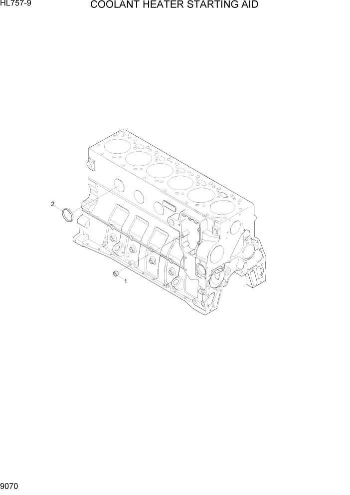 Схема запчастей Hyundai HL757-9 - PAGE 9070 COOLANT HEATER STARTING AID ДВИГАТЕЛЬ БАЗА