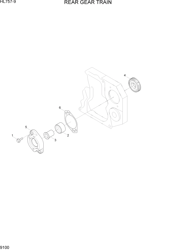 Схема запчастей Hyundai HL757-9 - PAGE 9100 REAR GEAR TRAIN ДВИГАТЕЛЬ БАЗА