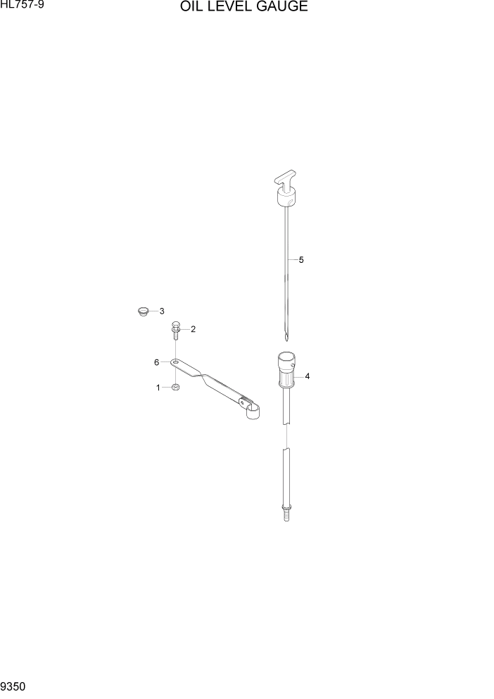 Схема запчастей Hyundai HL757-9 - PAGE 9350 OIL LEVEL GAUGE ДВИГАТЕЛЬ БАЗА
