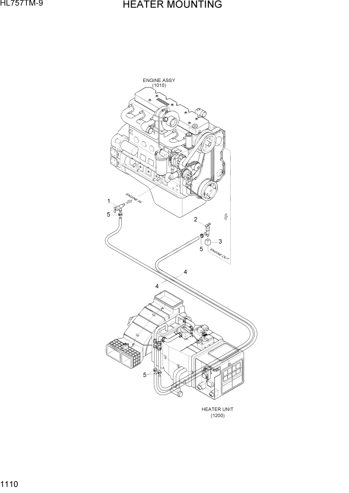 Схема запчастей Hyundai HL757TM-9 - PAGE 1110 HEATER MOUNTING СИСТЕМА ДВИГАТЕЛЯ