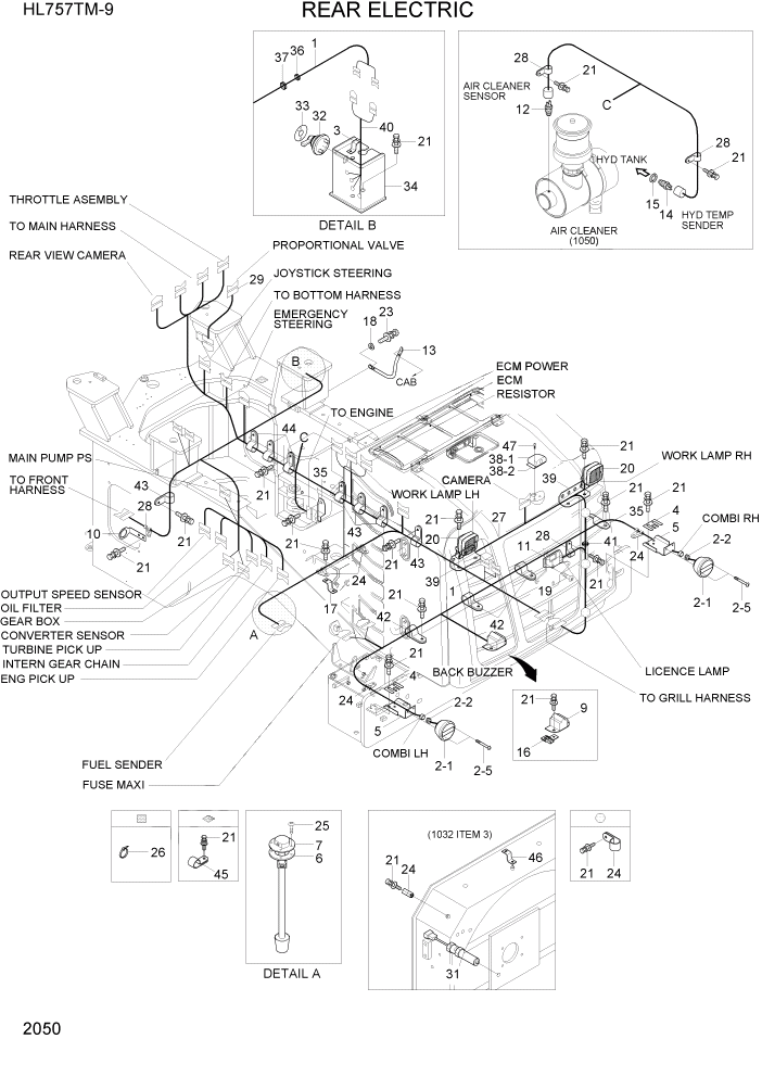 Схема запчастей Hyundai HL757TM-9 - PAGE 2050 REAR ELECTRIC ЭЛЕКТРИЧЕСКАЯ СИСТЕМА