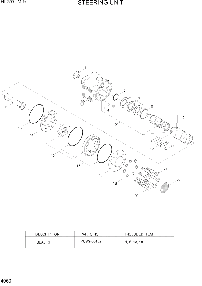 Схема запчастей Hyundai HL757TM-9 - PAGE 4060 STEERING UNIT ГИДРАВЛИЧЕСКИЕ КОМПОНЕНТЫ