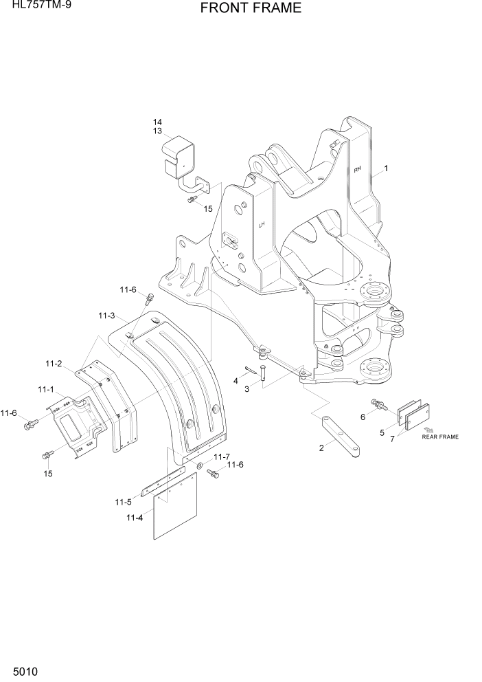 Схема запчастей Hyundai HL757TM-9 - PAGE 5010 FRONT FRAME СТРУКТУРА