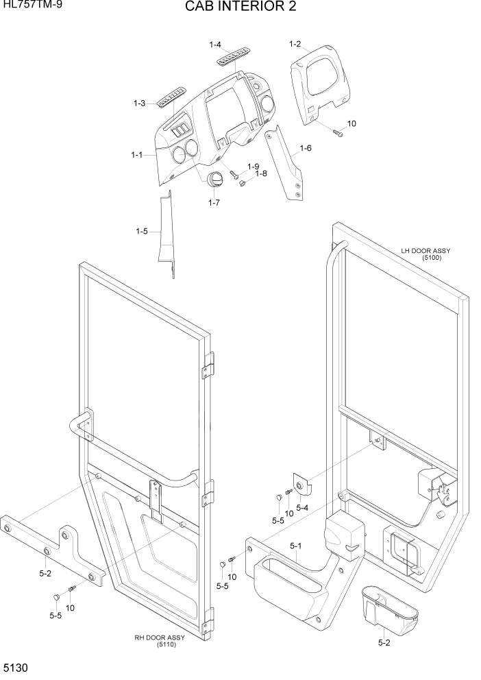Схема запчастей Hyundai HL757TM-9 - PAGE 5130 CAB INTERIOR 2 СТРУКТУРА