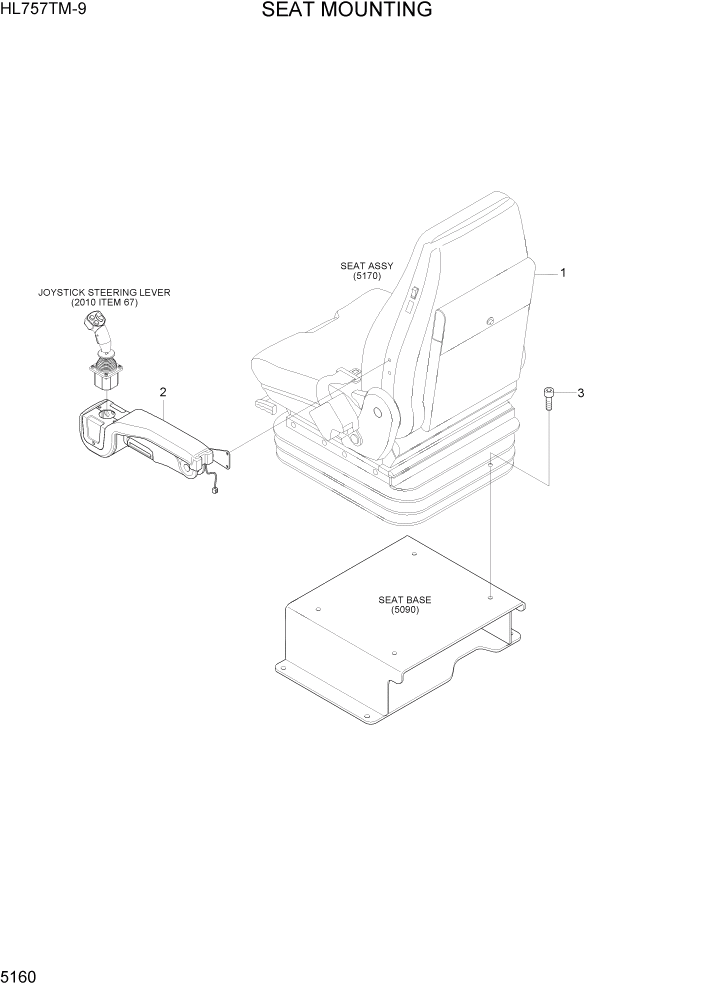 Схема запчастей Hyundai HL757TM-9 - PAGE 5160 SEAT MOUNTING СТРУКТУРА
