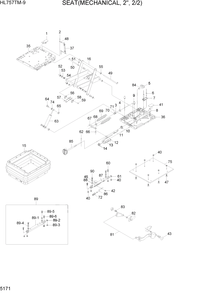 Схема запчастей Hyundai HL757TM-9 - PAGE 5171 SEAT(MECHANICAL, 2", 2/2) СТРУКТУРА