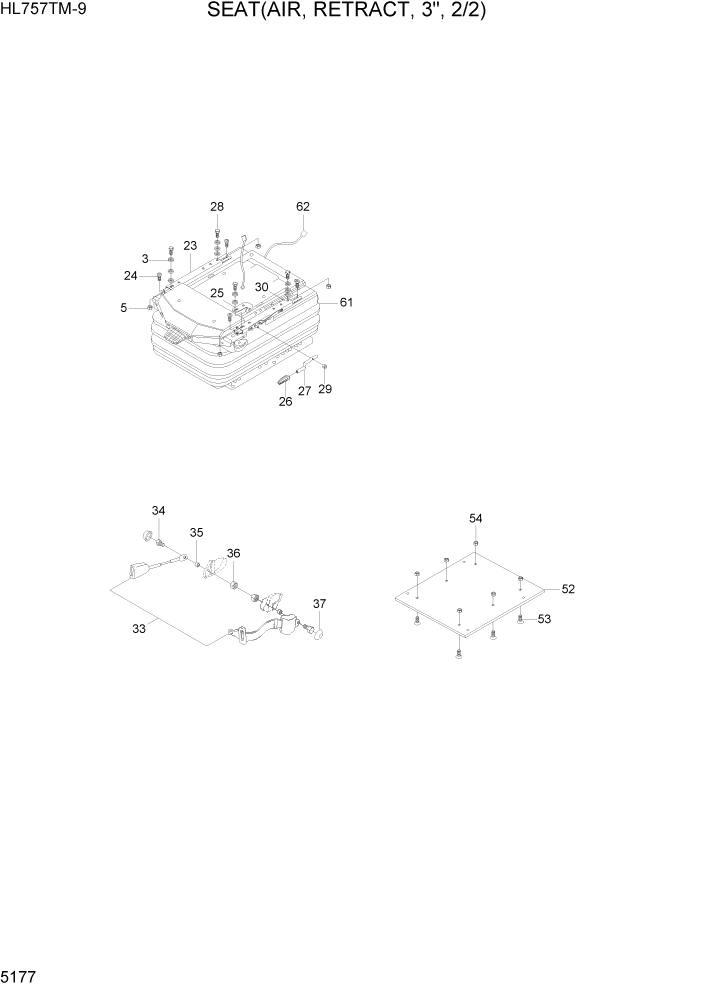 Схема запчастей Hyundai HL757TM-9 - PAGE 5177 SEAT(AIR, RETRACT 3", 2/2) СТРУКТУРА