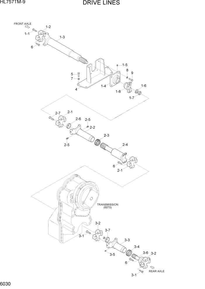 Схема запчастей Hyundai HL757TM-9 - PAGE 6030 DRIVE LINES СИЛОВАЯ СИСТЕМА