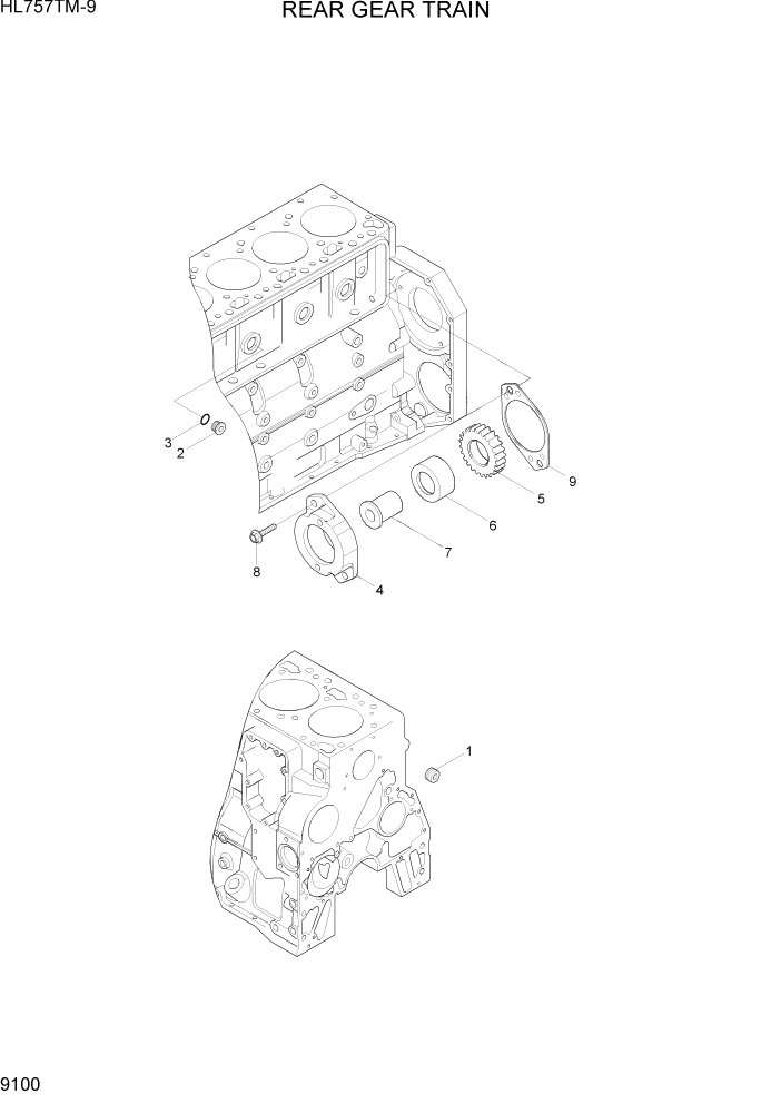 Схема запчастей Hyundai HL757TM-9 - PAGE 9100 REAR GEAR TRAIN ДВИГАТЕЛЬ БАЗА