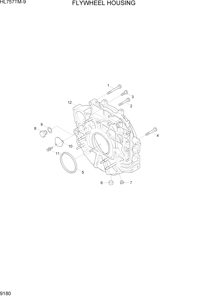 Схема запчастей Hyundai HL757TM-9 - PAGE 9180 FLYWHEEL HOUSING ДВИГАТЕЛЬ БАЗА