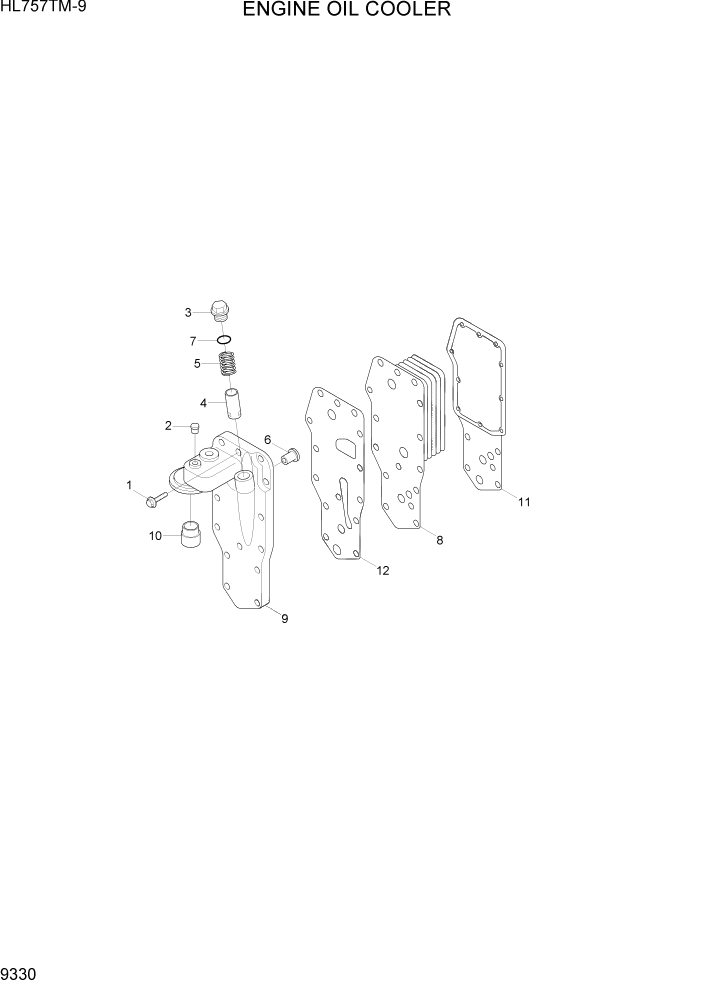 Схема запчастей Hyundai HL757TM-9 - PAGE 9330 ENGINE OIL COOLER ДВИГАТЕЛЬ БАЗА