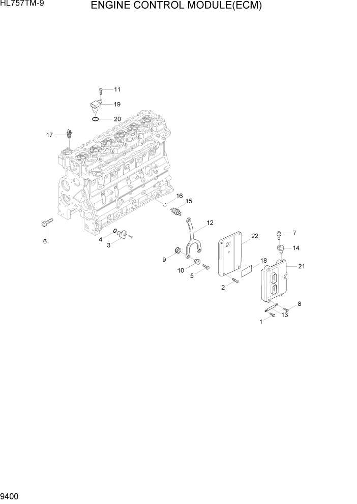 Схема запчастей Hyundai HL757TM-9 - PAGE 9400 ENGINE CONTROL MODULE(ECM) ДВИГАТЕЛЬ БАЗА