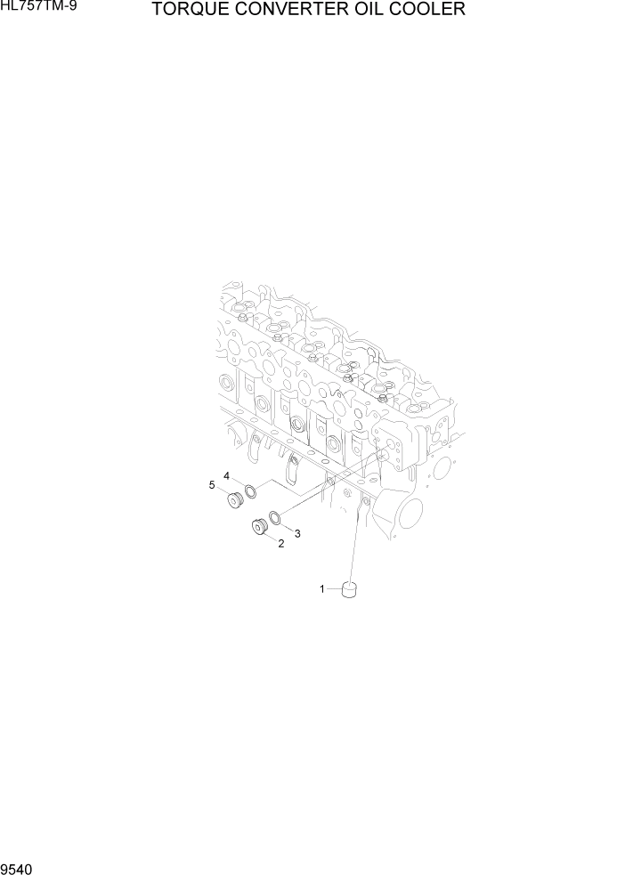 Схема запчастей Hyundai HL757TM-9 - PAGE 9540 TORQUE CONVERTER OIL COOLER ДВИГАТЕЛЬ БАЗА