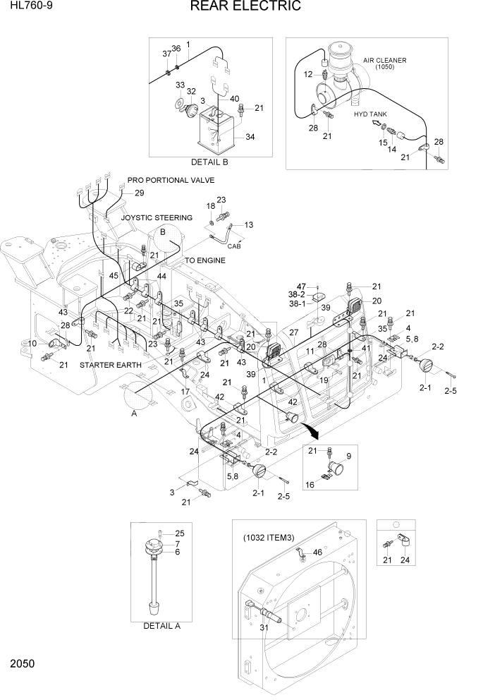 Схема запчастей Hyundai HL760-9 - PAGE 2050 REAR ELECTRIC ЭЛЕКТРИЧЕСКАЯ СИСТЕМА