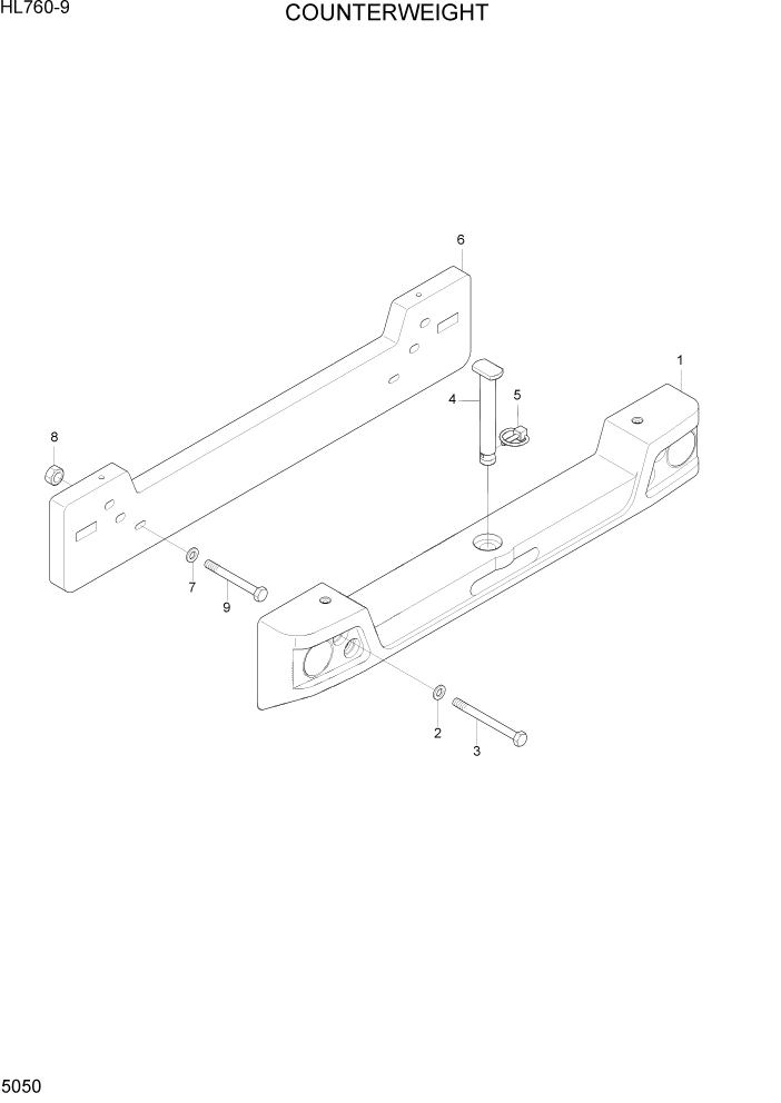 Схема запчастей Hyundai HL760-9 - PAGE 5050 COUNTERWEIGHT СТРУКТУРА