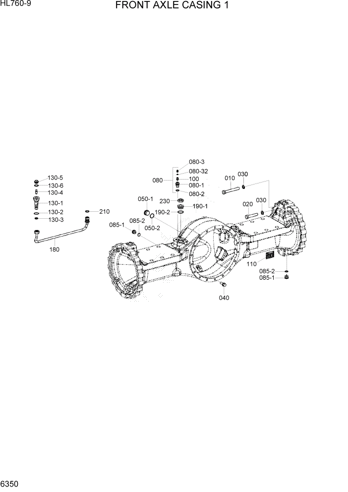 Схема запчастей Hyundai HL760-9 - PAGE 6350 FRONT AXLE CASING 1 СИЛОВАЯ СИСТЕМА