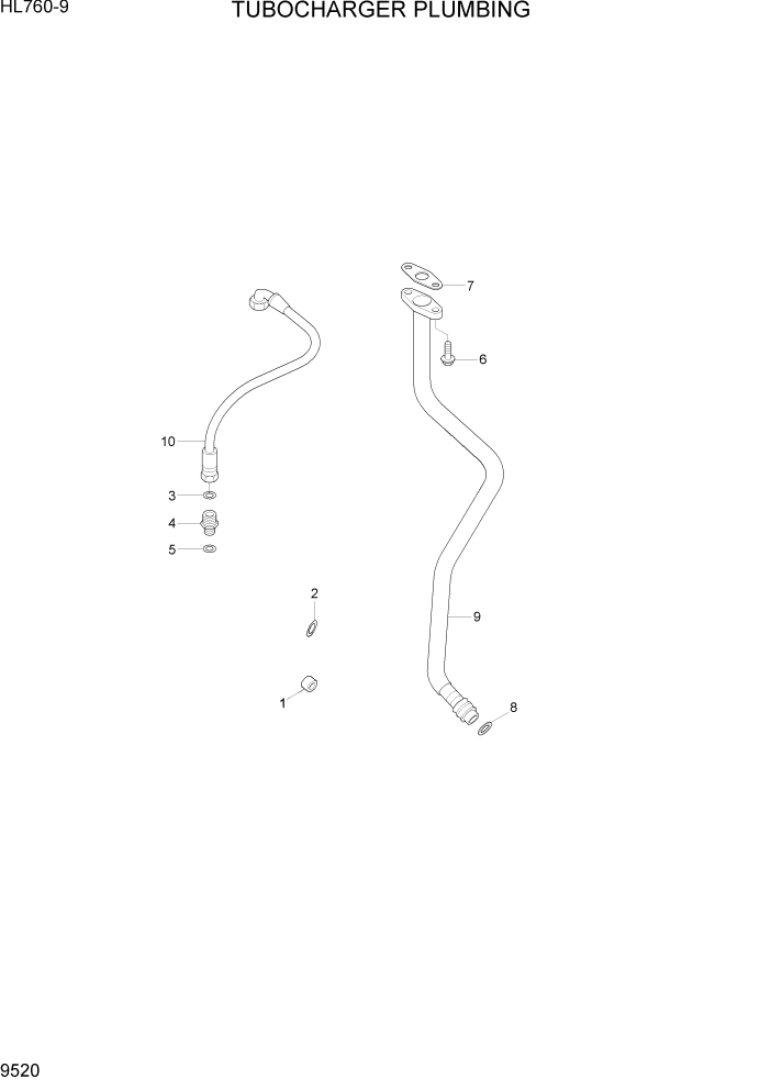 Схема запчастей Hyundai HL760-9 - PAGE 9520 TURBOCHARGER PLUMBING ДВИГАТЕЛЬ БАЗА