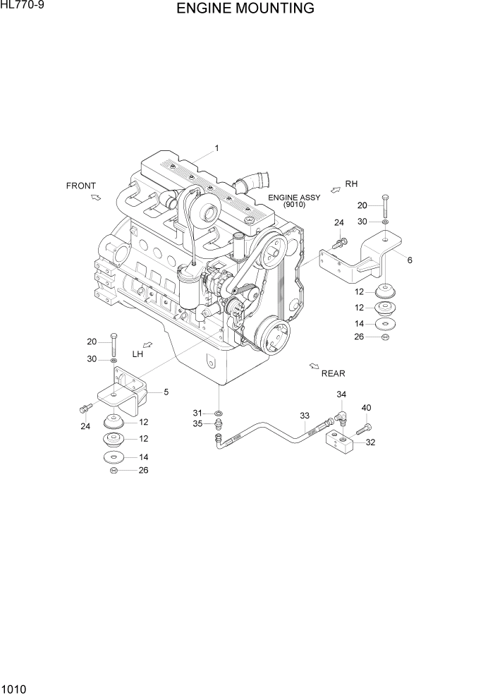 Схема запчастей Hyundai HL770-9 - PAGE 1010 ENGINE MOUNTING СИСТЕМА ДВИГАТЕЛЯ