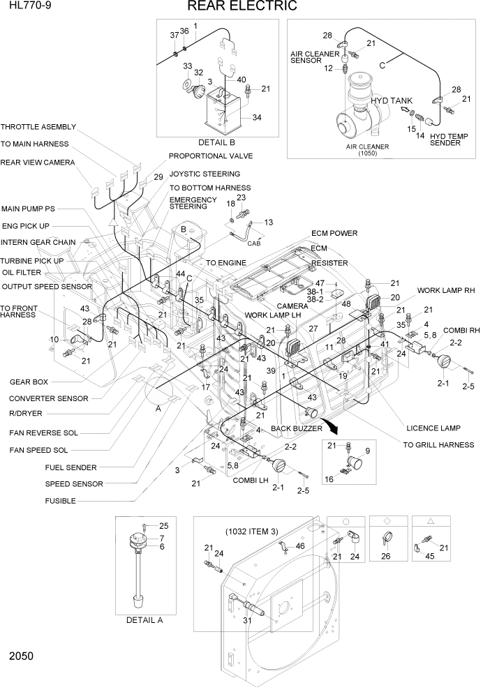Схема запчастей Hyundai HL770-9 - PAGE 2050 REAR ELECTRIC ЭЛЕКТРИЧЕСКАЯ СИСТЕМА