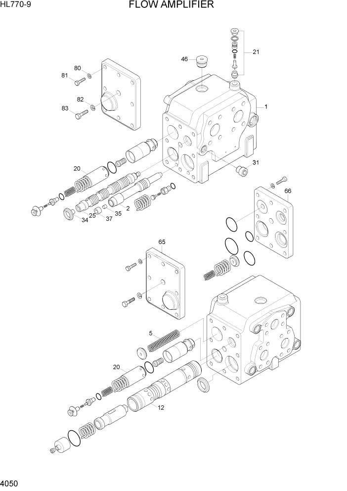 Схема запчастей Hyundai HL770-9 - PAGE 4050 FLOW AMPLIFIER ГИДРАВЛИЧЕСКИЕ КОМПОНЕНТЫ