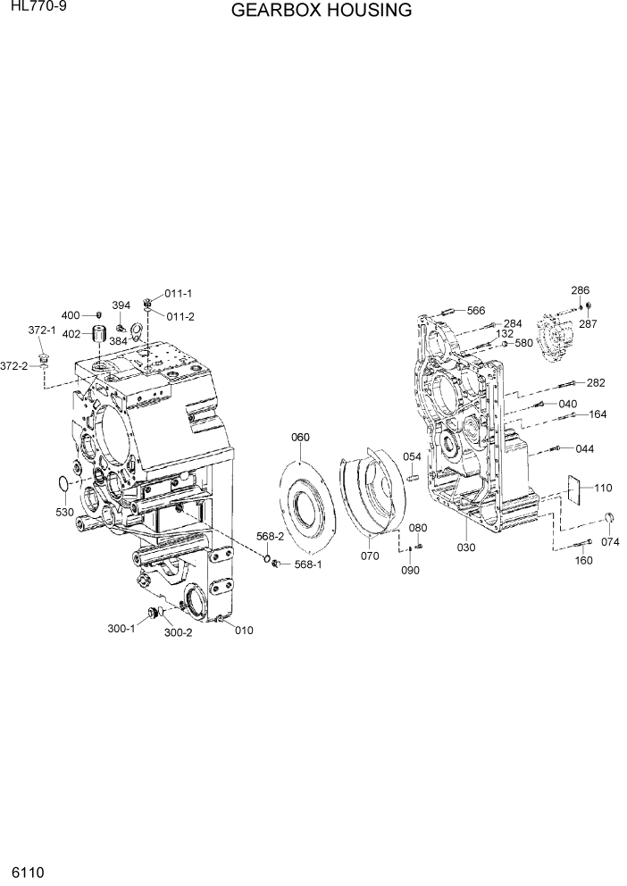 Схема запчастей Hyundai HL770-9 - PAGE 6110 GEARBOX HOUSING СИЛОВАЯ СИСТЕМА