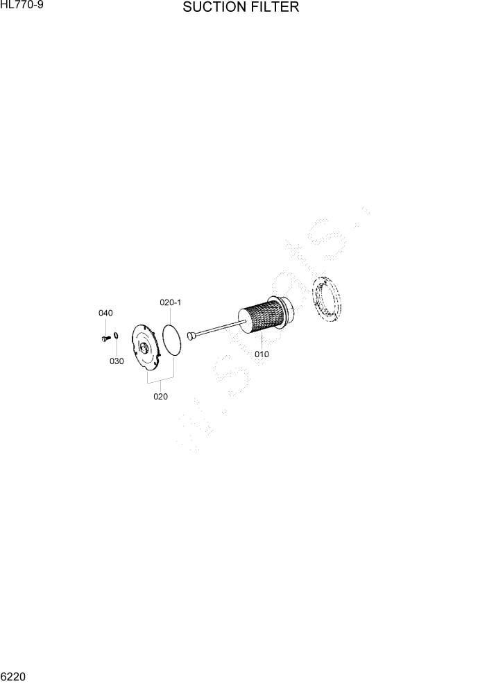 Схема запчастей Hyundai HL770-9 - PAGE 6220 SUCTION FILTER СИЛОВАЯ СИСТЕМА