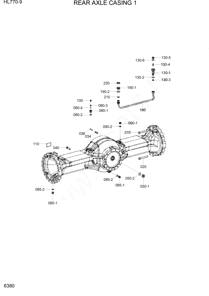 Схема запчастей Hyundai HL770-9 - PAGE 6380 REAR AXLE CASING 1 СИЛОВАЯ СИСТЕМА