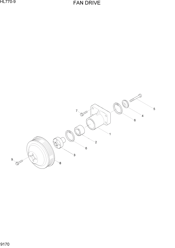 Схема запчастей Hyundai HL770-9 - PAGE 9170 FAN DRIVE ДВИГАТЕЛЬ БАЗА