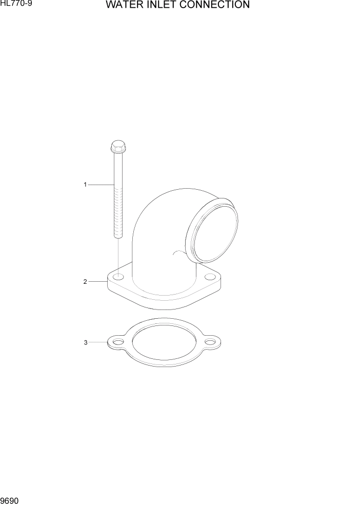Схема запчастей Hyundai HL770-9 - PAGE 9690 WATER INLET CONNECTION ДВИГАТЕЛЬ БАЗА