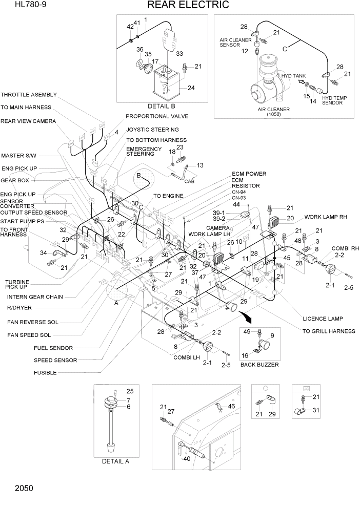 Схема запчастей Hyundai HL780-9 - PAGE 2050 REAR ELECTRIC ЭЛЕКТРИЧЕСКАЯ СИСТЕМА