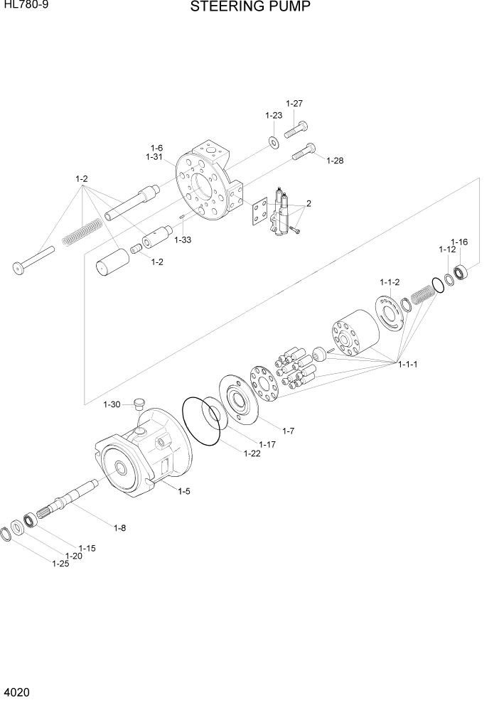 Схема запчастей Hyundai HL780-9 - PAGE 4020 STEERING PUMP ГИДРАВЛИЧЕСКИЕ КОМПОНЕНТЫ