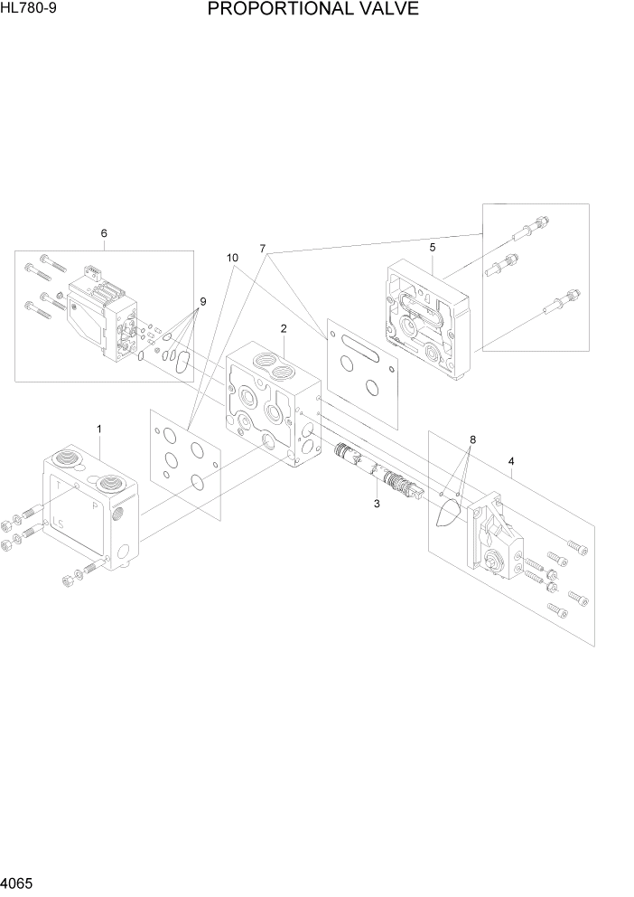 Схема запчастей Hyundai HL780-9 - PAGE 4065 PROPORTIONAL VALVE ГИДРАВЛИЧЕСКИЕ КОМПОНЕНТЫ
